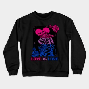 Love Is Love - Skeleton Bisexual Couple Crewneck Sweatshirt